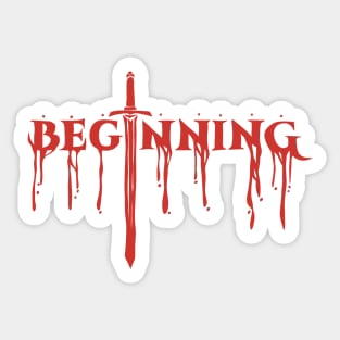 The Beginning After The End Red Melted Text Typography Sticker